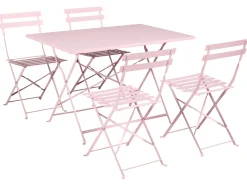 Set da pranzo da giardino 4 posti FIORI Pieghevole Metallo Rosa pastello