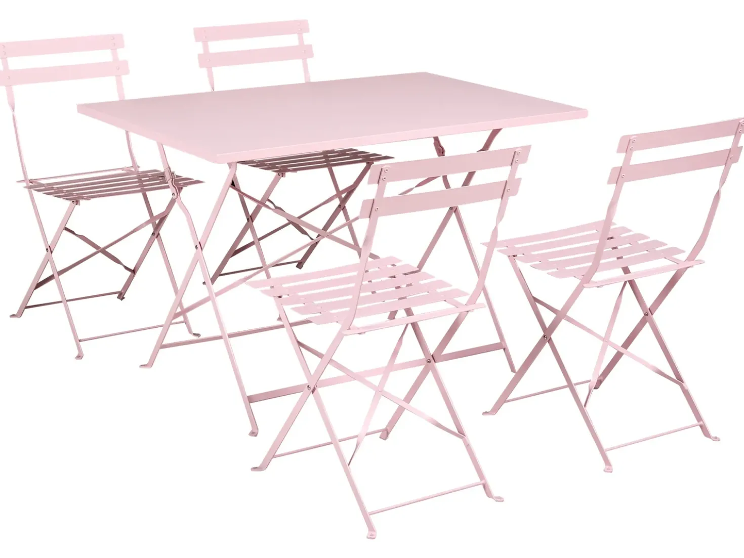 Set da pranzo da giardino 4 posti FIORI Pieghevole Metallo Rosa pastello
