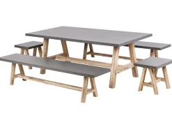 Set da pranzo da giardino con panche 8 posti TONNARE Cemento Grigio