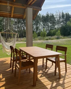 Set da pranzo da giardino 4 posti FORNELLI Legno d'acacia Marrone
