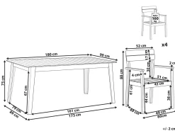 Set da pranzo da giardino 4 posti FORNELLI Legno d'acacia Marrone