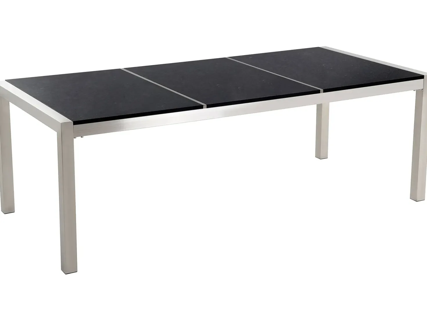 Set da pranzo da giardino 8 posti GROSSETO Piastra tripla Granito Lucido Nero/Grigio
