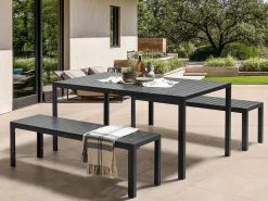 Set da pranzo da giardino con panche 6 posti NARDO Nero
