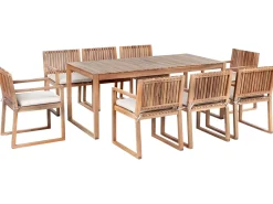 Set da pranzo da giardino 8 posti SASSARI PREMIUM con cuscini Legno di acacia certificato Beige chiaro