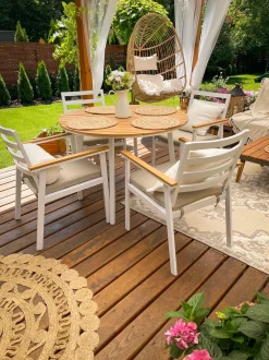 Set da pranzo da giardino 4 posti CAVOLI con cuscini Metallo Beige