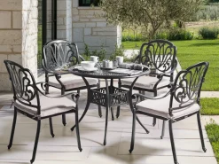 Set da pranzo da giardino 4 posti ANCONA con cuscini Metallo Nero