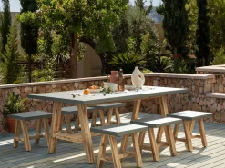 Set da pranzo da giardino con sgabelli 6 posti TONNARE Cemento Grigio
