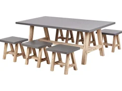 Set da pranzo da giardino con sgabelli 6 posti TONNARE Cemento Grigio