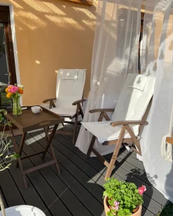 Set da pranzo da giardino 6 posti AMANTEA con cuscini Legno d'acacia Bianco sporco
