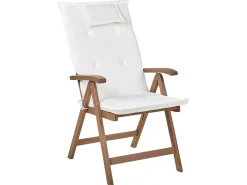 Set da pranzo da giardino 6 posti AMANTEA con cuscini Legno d'acacia Bianco sporco