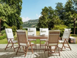 Set da pranzo da giardino 6 posti AMANTEA con cuscini Legno d'acacia Bianco sporco