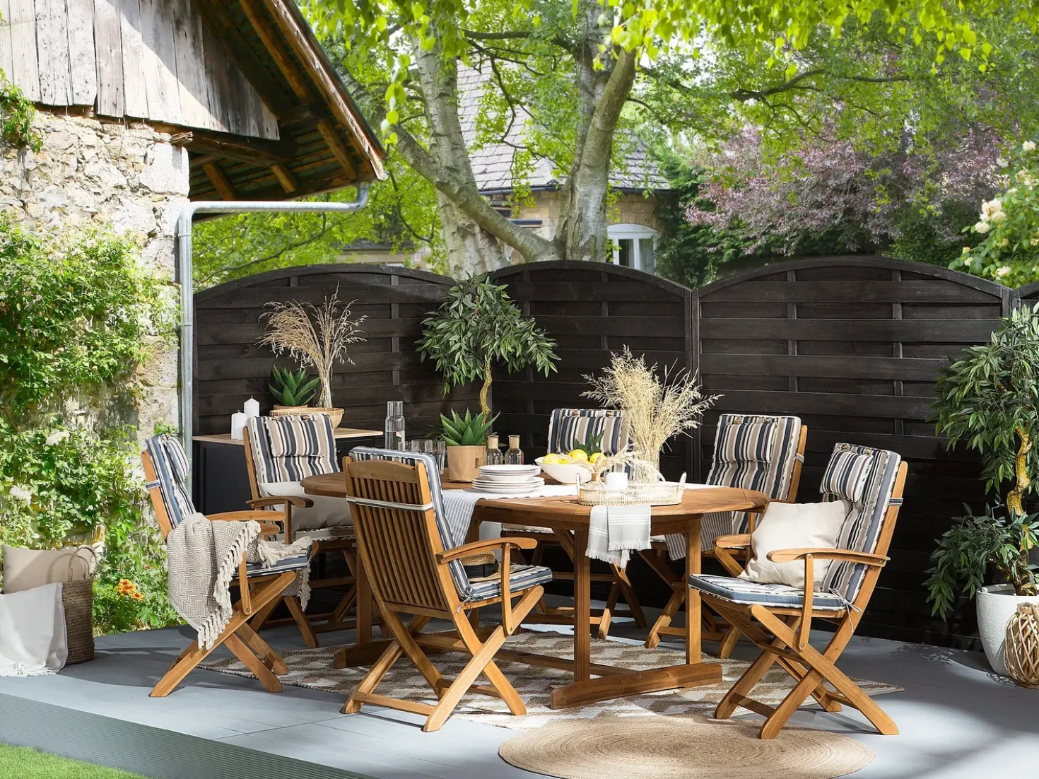 Set da pranzo da giardino 8 posti MAUI con cuscini Legno d'acacia Multicolore