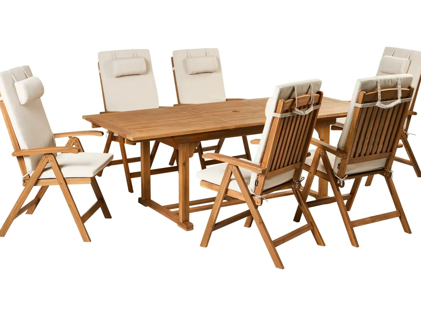 Set da pranzo da giardino 6 posti JAVA PREMIUM Legno d'acacia Beige chiaro