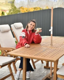 Set da pranzo da giardino 6 posti JAVA PREMIUM Legno d'acacia Beige chiaro