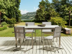 Set da pranzo da giardino 4 posti COSOLETO Vetro temperato Bianco