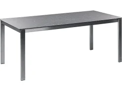 Set da pranzo da giardino 4 posti COSOLETO/GROSSETO Vetro temperato Effetto granito Nero