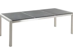 Set da pranzo da giardino 8 posti GROSSETO Piastra tripla Granito fiammato Nero