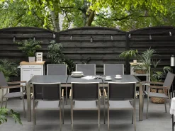 Set da pranzo da giardino 8 posti GROSSETO Piastra tripla Granito fiammato Nero