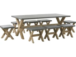 Set da pranzo da giardino con sgabelli 8 posti OLBIA Cemento Grigio