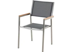 Set da pranzo da giardino 6 posti COSOLETO/GROSSETO Vetro temperato Effetto marmo Grigio