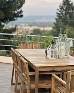 Set da pranzo da giardino 8 posti SASSARI II Legno di acacia certificato Marrone chiaro