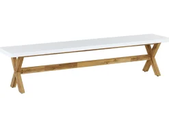 Set da pranzo da giardino con panche e sgabelli 8 posti OLBIA Cemento Bianco