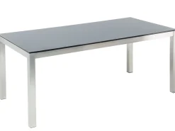 Set da pranzo da giardino 6 posti GROSSETO Vetro temperato Grigio/Nero