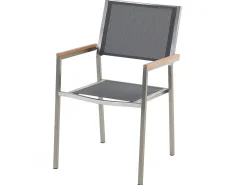 Set da pranzo da giardino 6 posti GROSSETO Vetro temperato Grigio/Nero