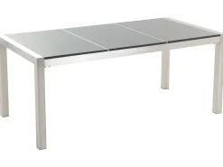 Set da pranzo da giardino 6 posti GROSSETO Piastra tripla Granito Lucido Nero/Grigio