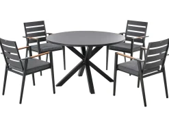 Set da pranzo da giardino 4 posti MALETTO/TAVIANO con cuscini Metallo Nero