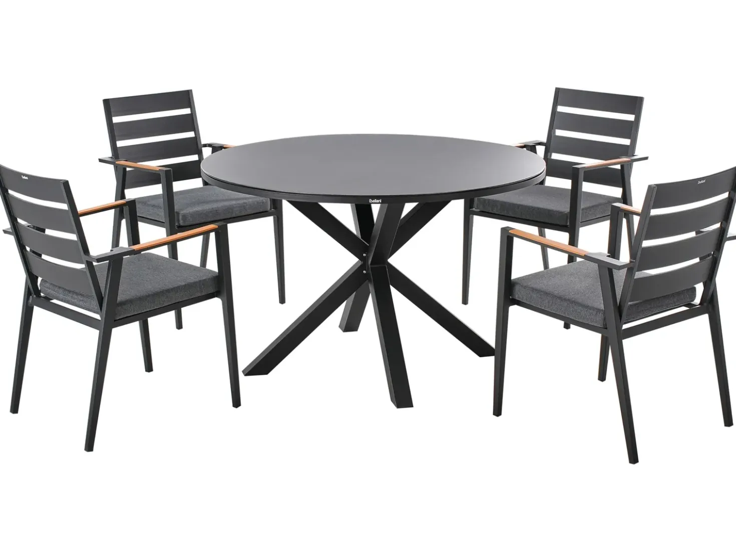 Set da pranzo da giardino 4 posti MALETTO/TAVIANO con cuscini Metallo Nero
