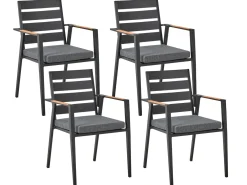 Set da pranzo da giardino 4 posti MALETTO/TAVIANO con cuscini Metallo Nero