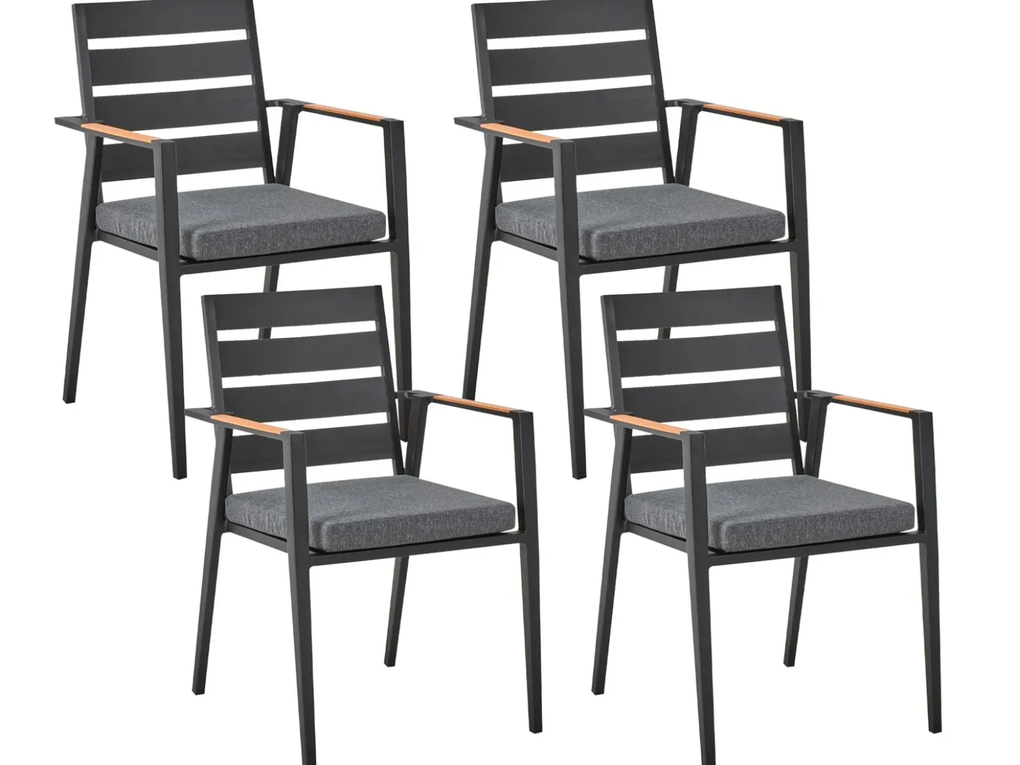 Set da pranzo da giardino 4 posti MALETTO/TAVIANO con cuscini Metallo Nero
