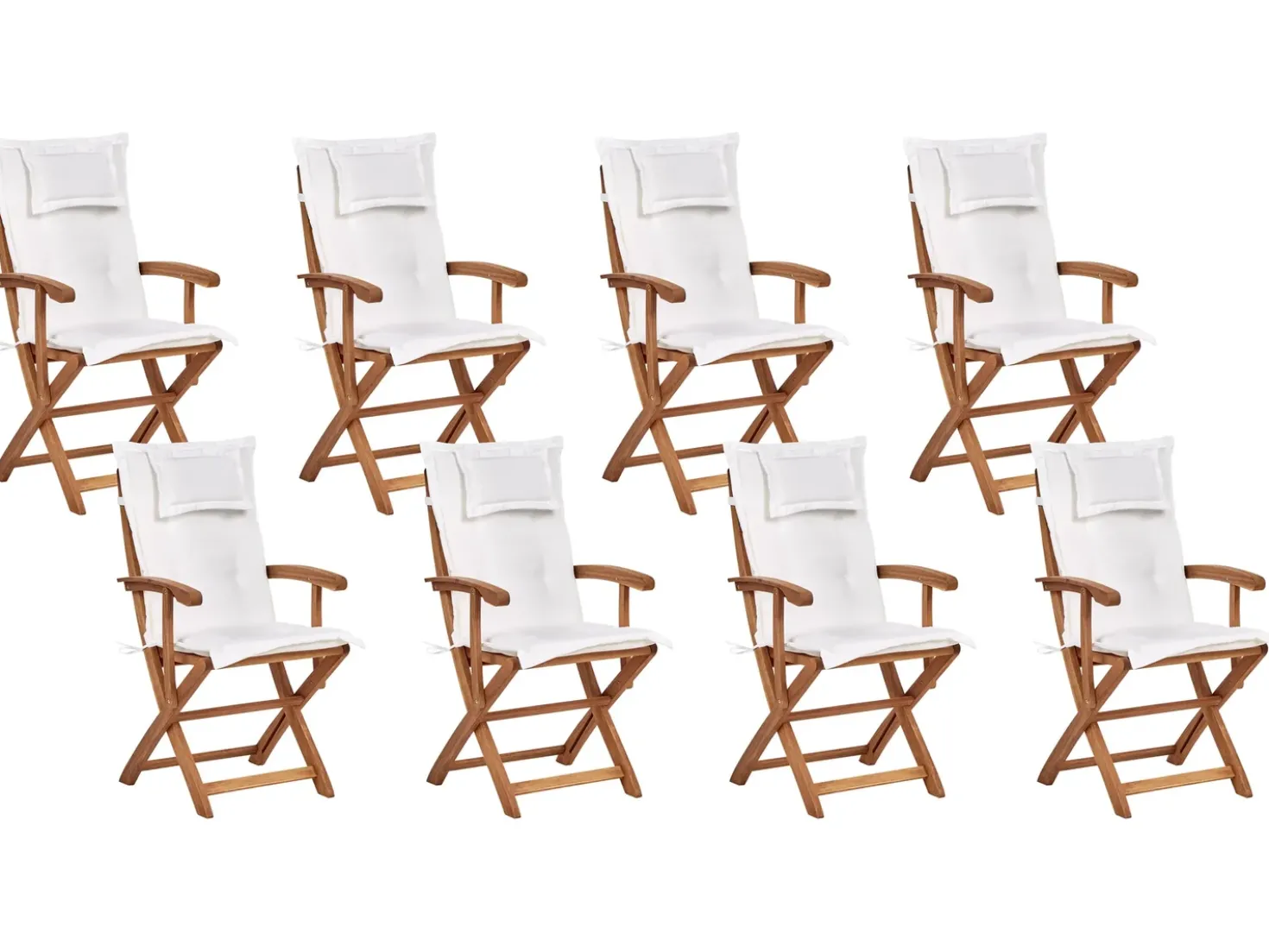 Set da pranzo da giardino 8 posti MAUI II con Ombrellone Legno d'acacia Bianco sporco