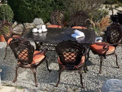 Set da pranzo da giardino 6 posti LIZZANO con cuscini Metallo Marrone scuro