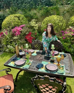 Set da pranzo da giardino 6 posti LIZZANO con cuscini Metallo Marrone scuro