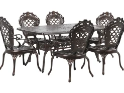 Set da pranzo da giardino 6 posti LIZZANO con cuscini Metallo Marrone scuro
