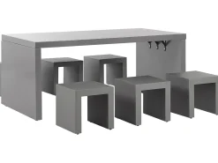 Set da pranzo da giardino con sgabelli 6 posti TARANTO Cemento Grigio