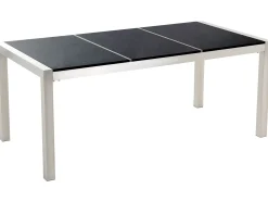 Set da pranzo da giardino 6 posti GROSSETO Piastra tripla Granito Lucido Nero/Beige
