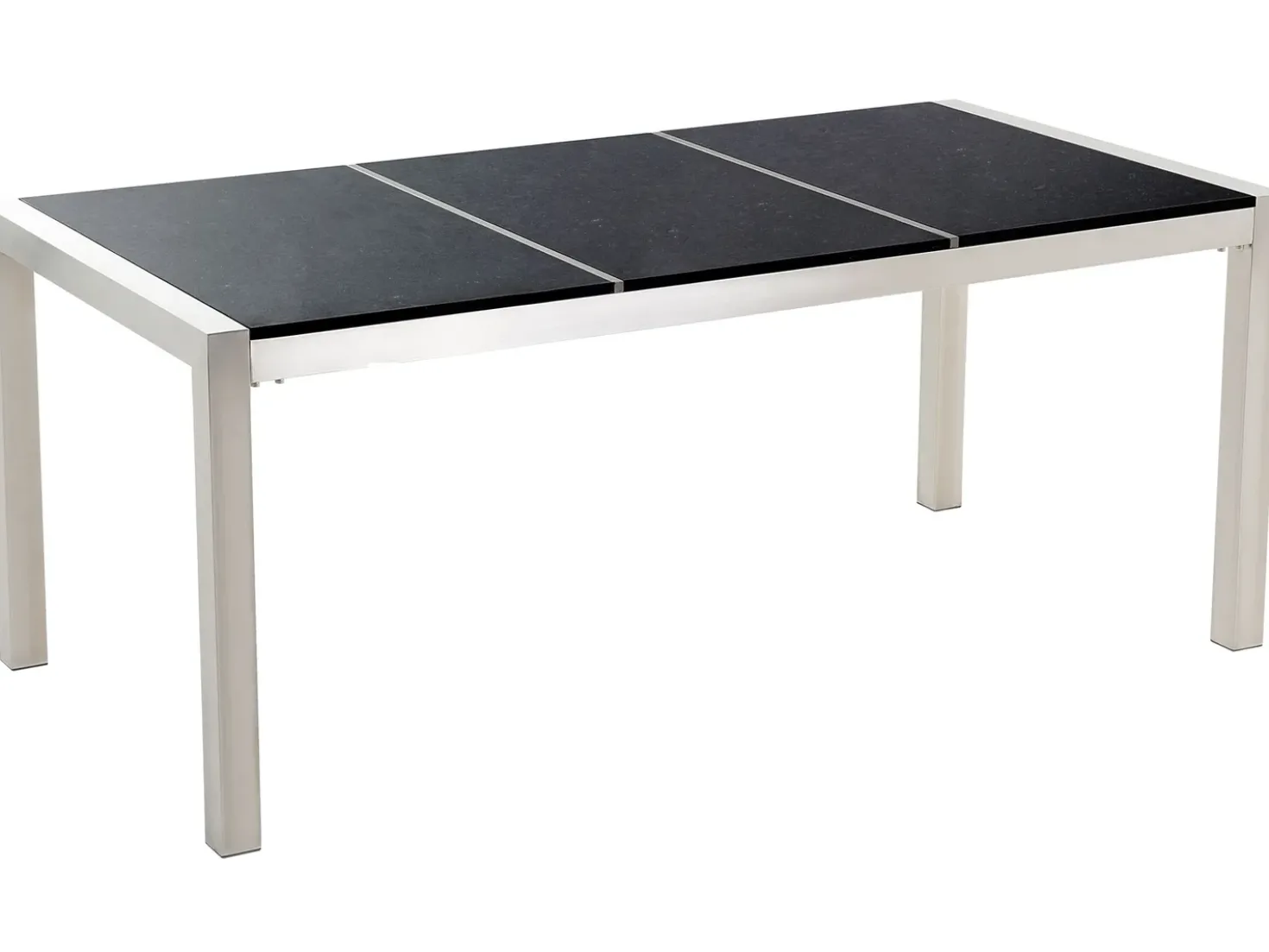 Set da pranzo da giardino 6 posti GROSSETO Piastra tripla Granito Lucido Nero/Beige