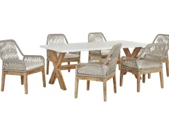 Set da pranzo da giardino 6 posti OLBIA con cuscini Beige