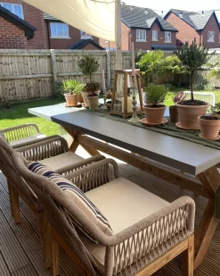 Set da pranzo da giardino 6 posti OLBIA con cuscini Beige