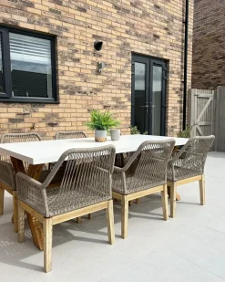 Set da pranzo da giardino 6 posti OLBIA con cuscini Beige