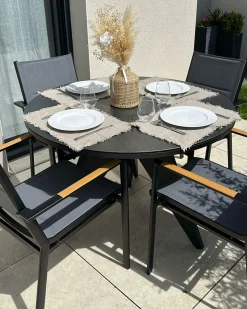 Set da pranzo da giardino 4 posti OLMETTO/BUSSETO Metallo Nero