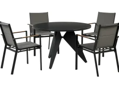 Set da pranzo da giardino 4 posti OLMETTO/BUSSETO Metallo Nero