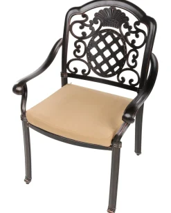 Set da pranzo da giardino 4 posti SALENTO con cuscini Metallo Marrone scuro