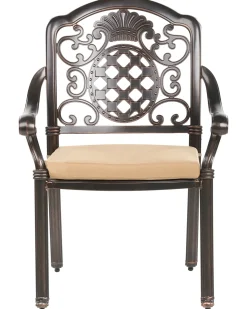 Set da pranzo da giardino 4 posti SALENTO con cuscini Metallo Marrone scuro