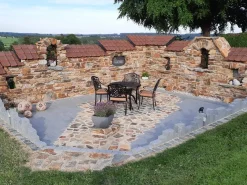 Set da pranzo da giardino 4 posti SALENTO con cuscini Metallo Marrone scuro
