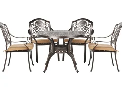Set da pranzo da giardino 4 posti SALENTO con cuscini Metallo Marrone scuro