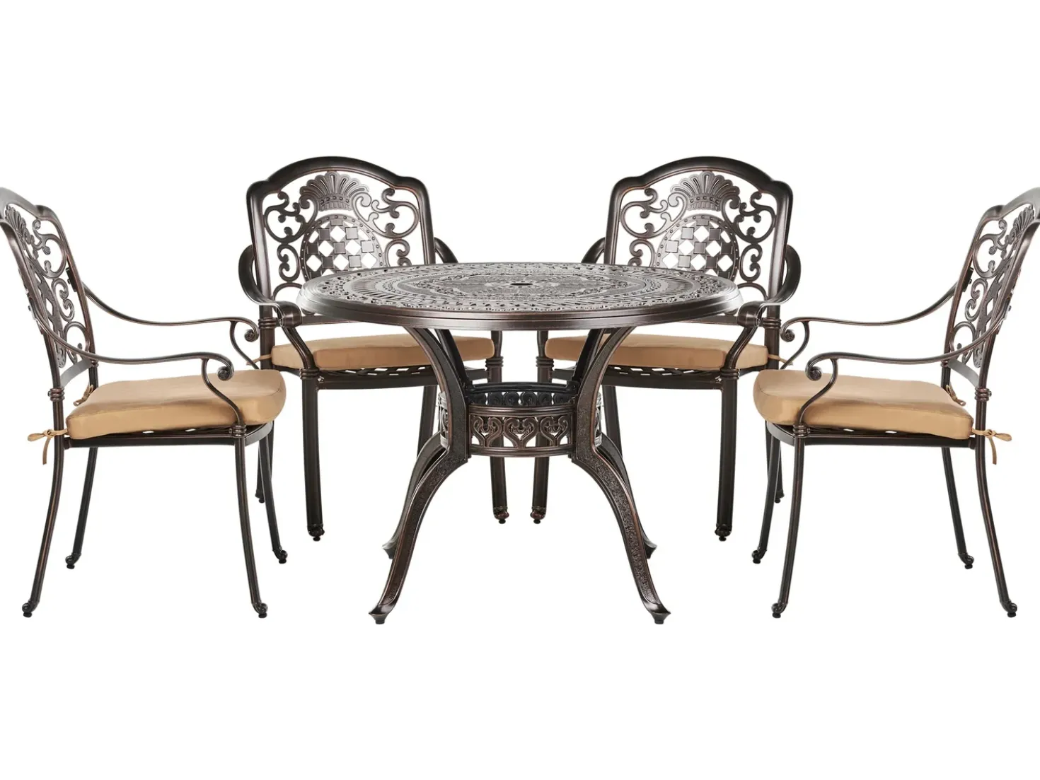 Set da pranzo da giardino 4 posti SALENTO con cuscini Metallo Marrone scuro